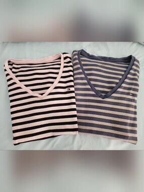 Tommy Hilfiger Bundle Pink & Blue Striped Women's Tshirts